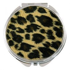 Compact Mirror - 12 PCS - Leopard Print Faux Fur - MR-GM39AP